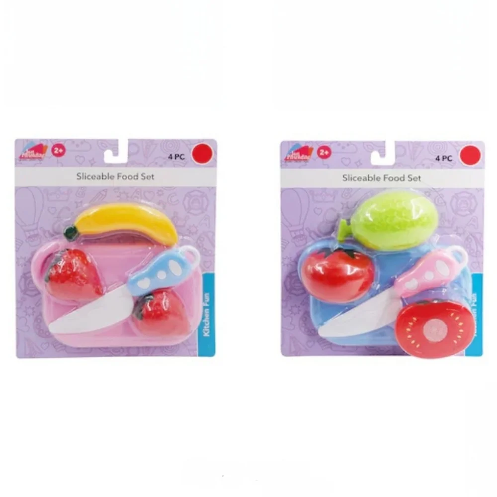 Kitchen Plastic Playsets Sliceable Food Cutting Fruits & Vegetables Set for Kids